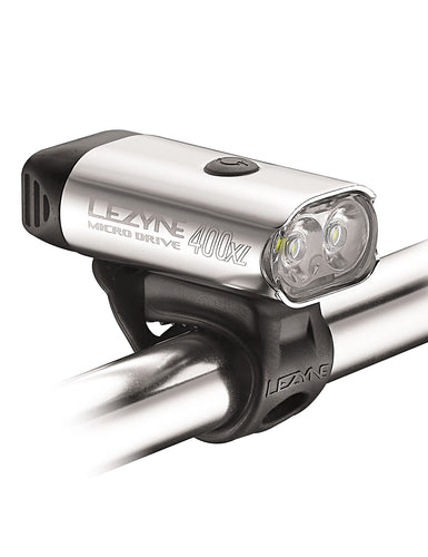 Lezyne Micro Drive 400XL Bike Light, Silver - RACKTRENDZ